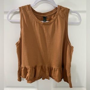 Brown Ruffled Crop Top